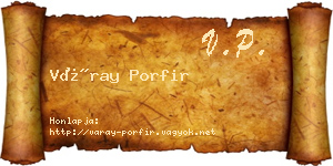 Váray Porfir névjegykártya